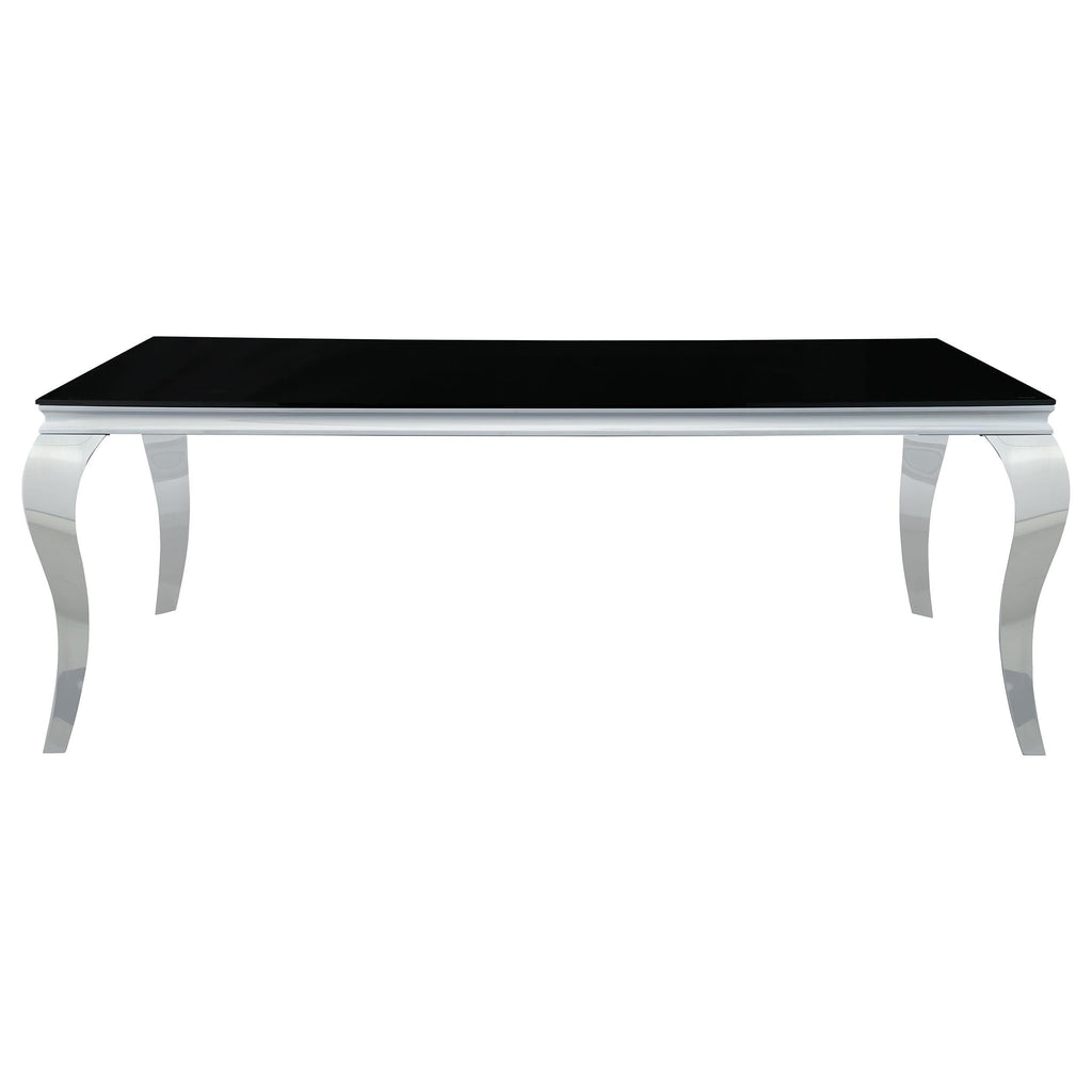 Carone Rectangular Glass Top Dining Table Black and Chrome image