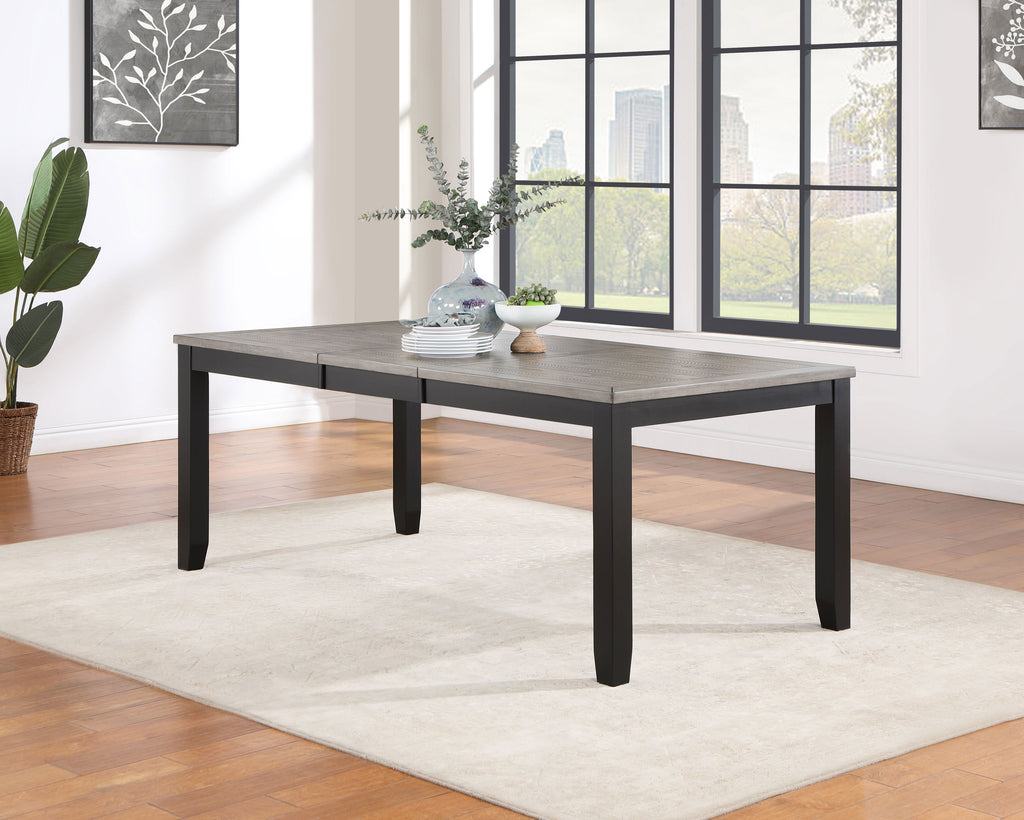 Elodie Rectangular Dining Table with Extension Grey and Black image