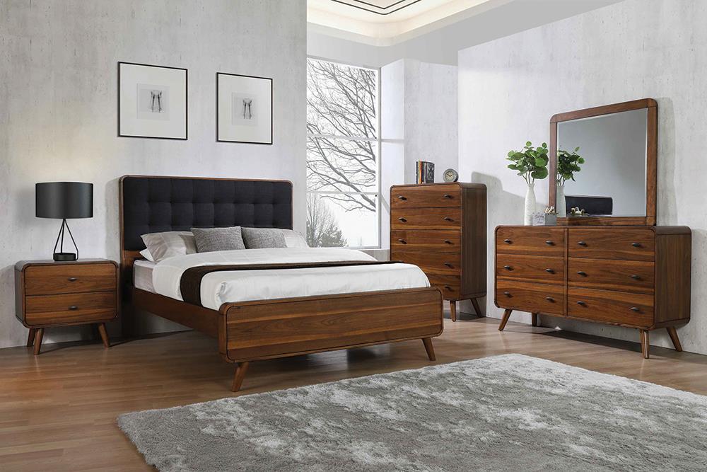 Robyn Bedroom Set with Upholstered Tufted Headboard Dark Walnut image