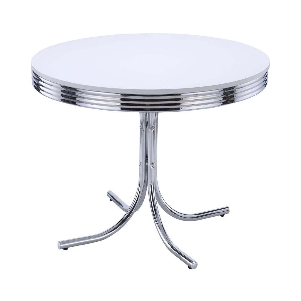 Retro Round Dining Table Glossy White and Chrome image