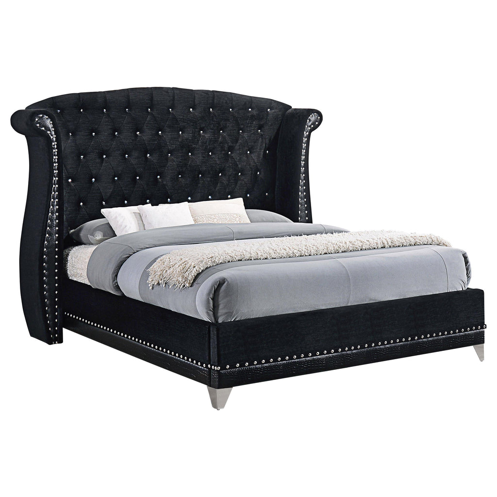 Barzini Eastern King Tufted Upholstered Bed Black image