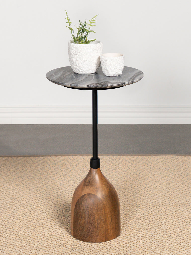 Ophelia Round Marble Top Side Table Black image