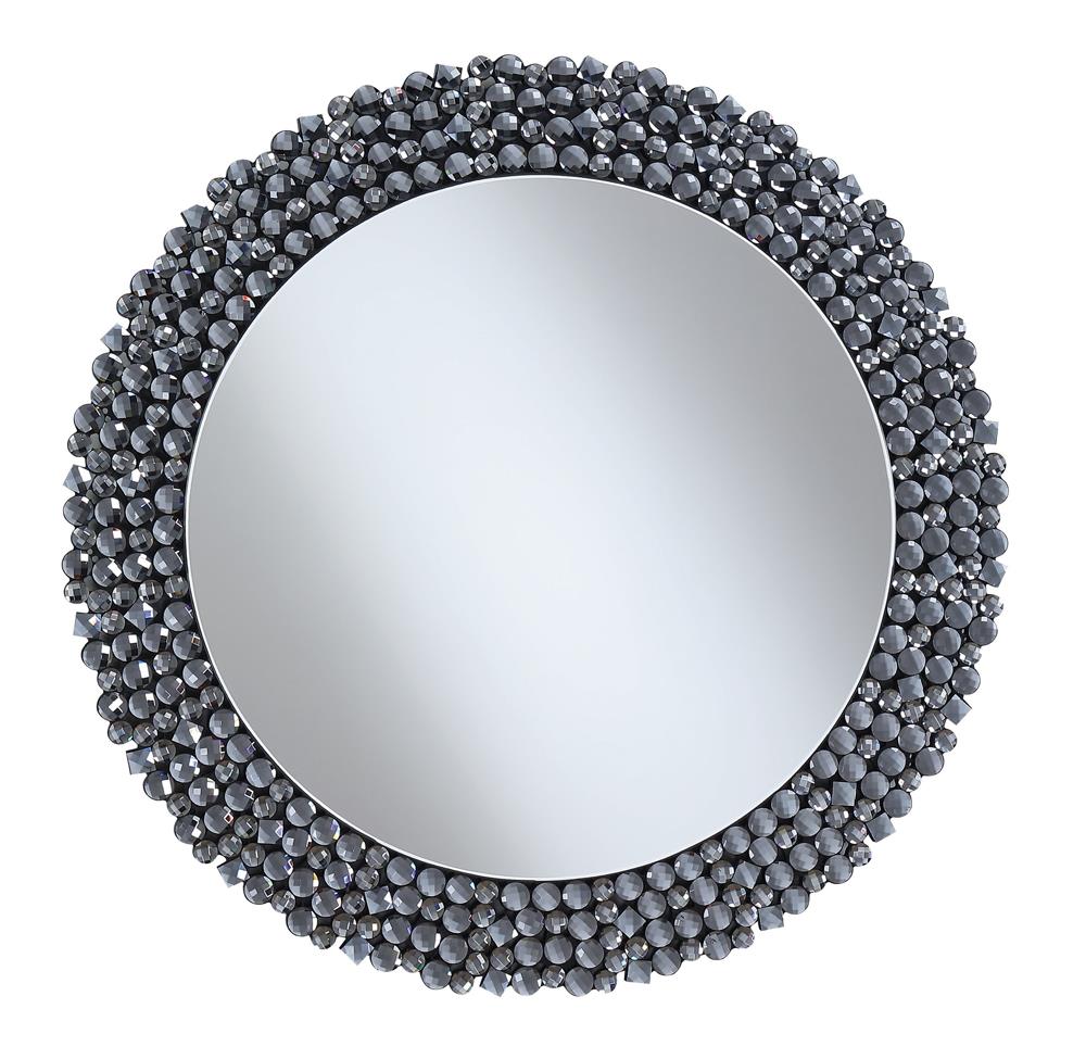 Claudette Round Wall Mirror with Textural Frame Grey image