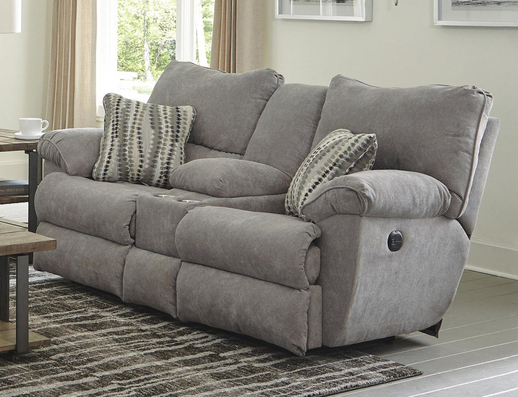 Catnapper Furnture Sadler Lay Flat Reclining Console Loveseat in Mica image