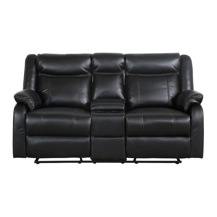 Homelegance Furniture Jude Double Glider Recliner Loveseat in Black 8201BLK-2 image