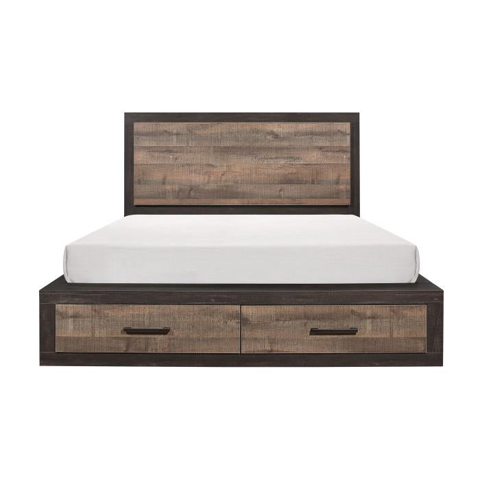 Homelegance Miter King Platform Bed with Footboard Storage in Rustin Mahogany & Dark Ebony 1762K-1EK* image