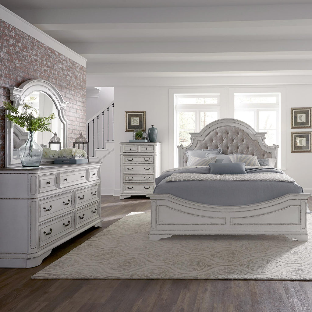 Magnolia Manor Queen Uph Bed, Dresser & Mirror, Chest image