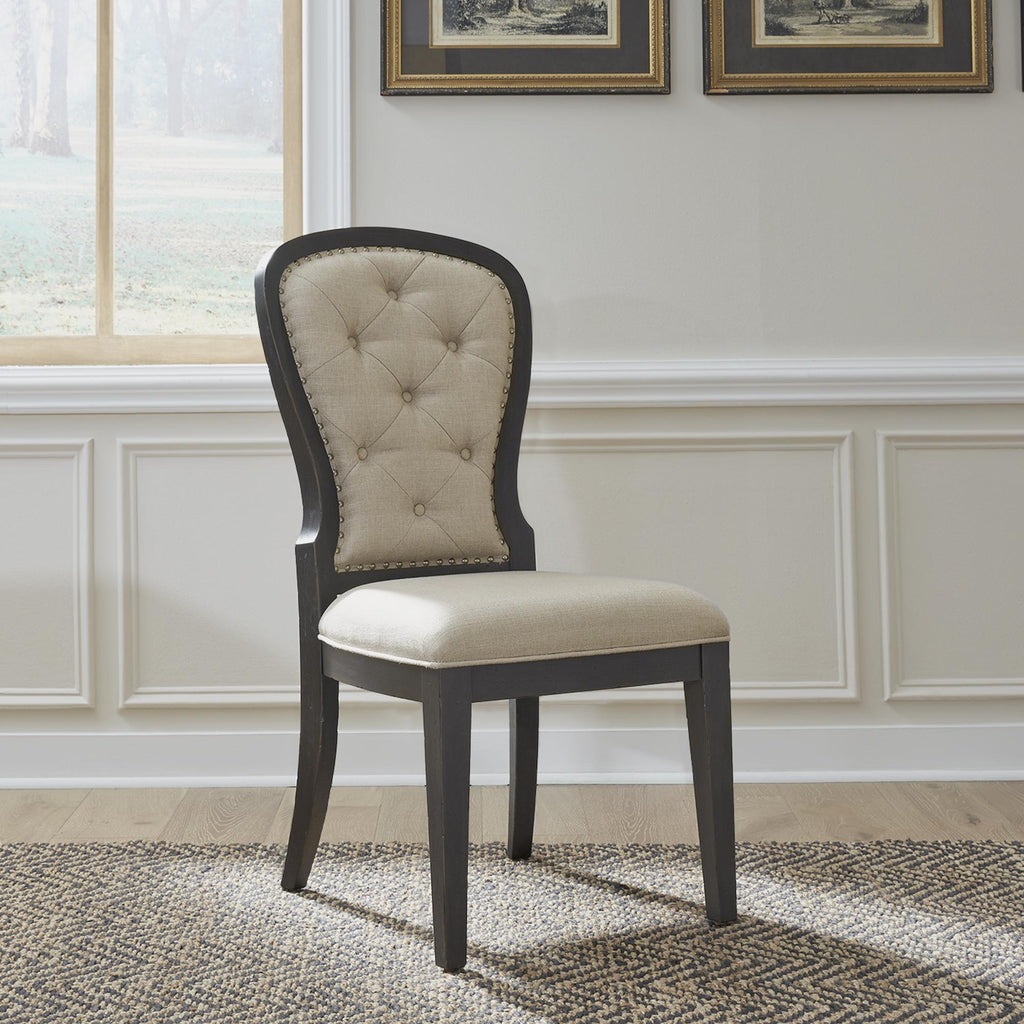 Americana Farmhouse Uph Tufted Back Side Chair - Black image